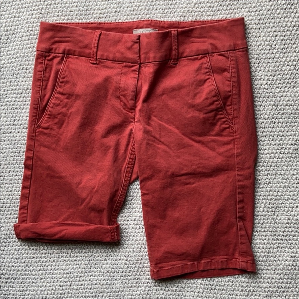 LOFT Fitted Muted Rust Skinny Bermuda Shorts 2P